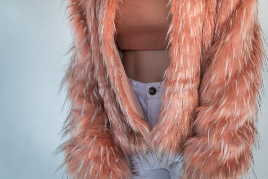 Pink Faux Ermine Fur Jacket - LOOKHUNTER
