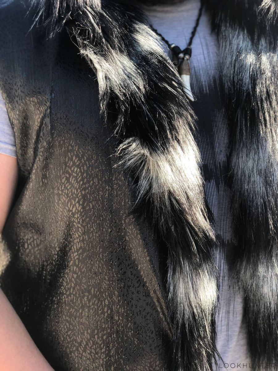 Faux Fur Reversible Hooded Vest - LOOKHUNTER