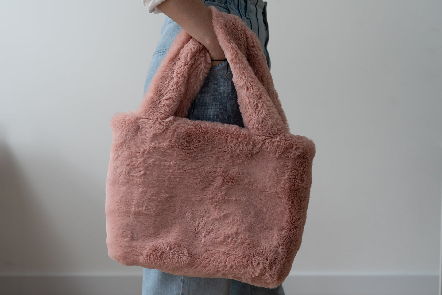 Pink faux fur purse