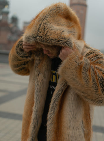 Short fox faux fur jacket