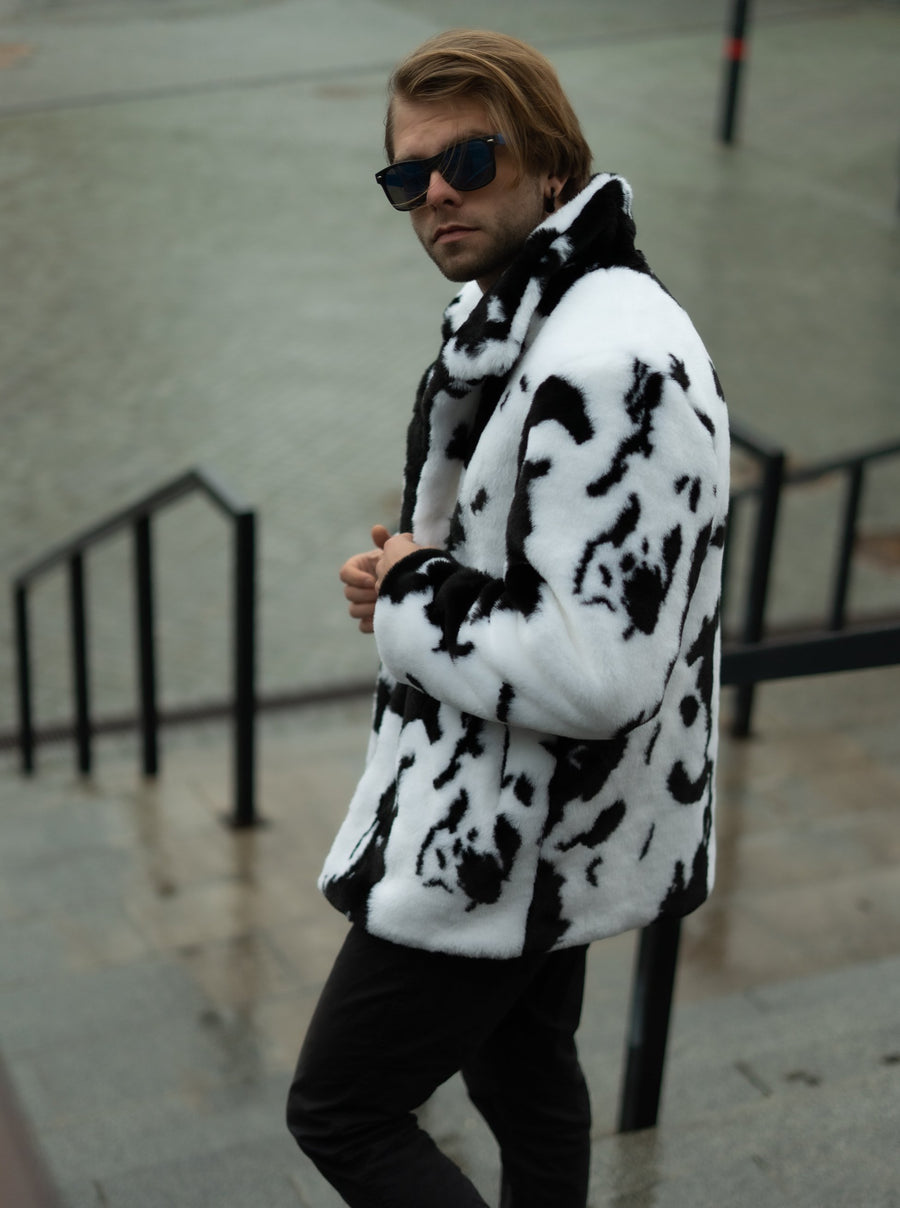 Cow print collared jacket