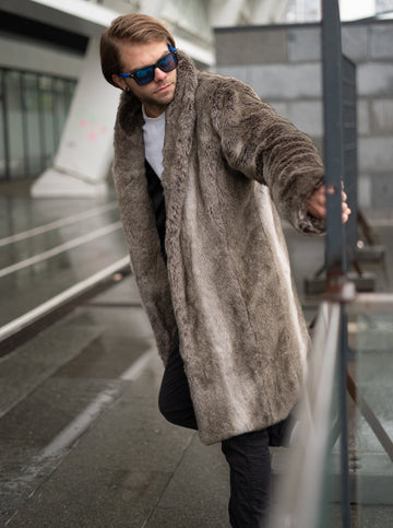 Hzcx Fashion Men's Oversize Faux Fur Jacket