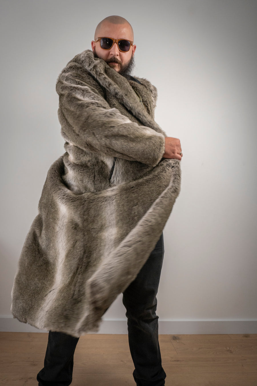 Men hooded faux fox coat - LOOKHUNTER