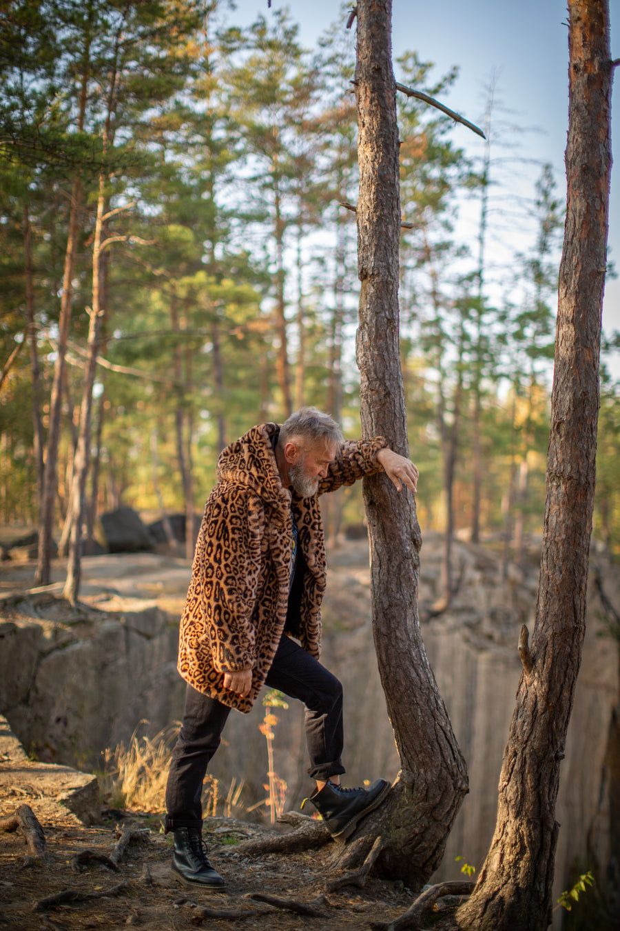 Men's leopard faux fur jacket - LOOKHUNTER