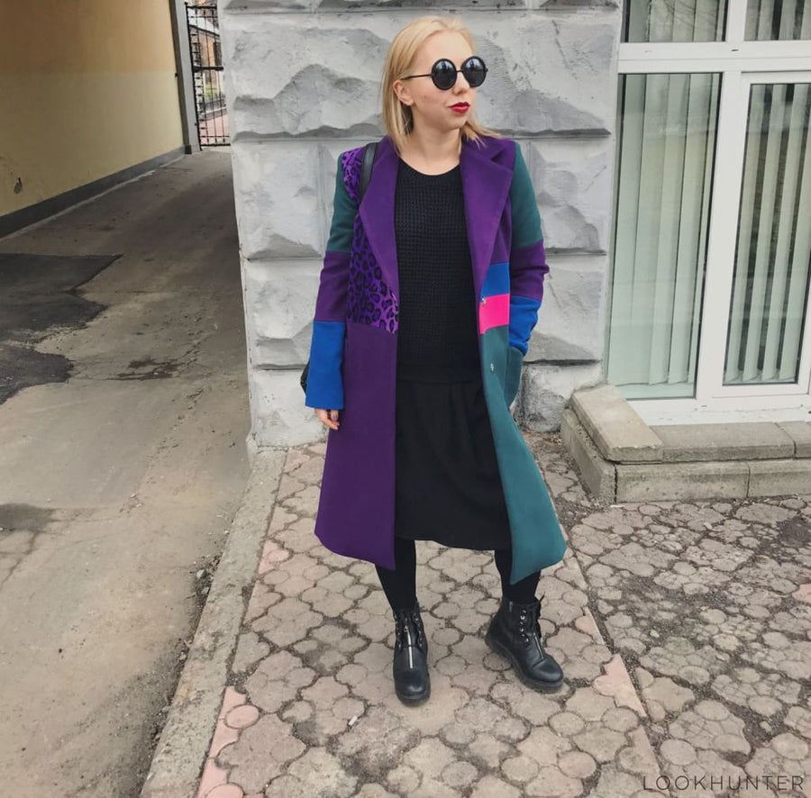 Colorblock Avantgarde Double Breasted Coat - LOOKHUNTER