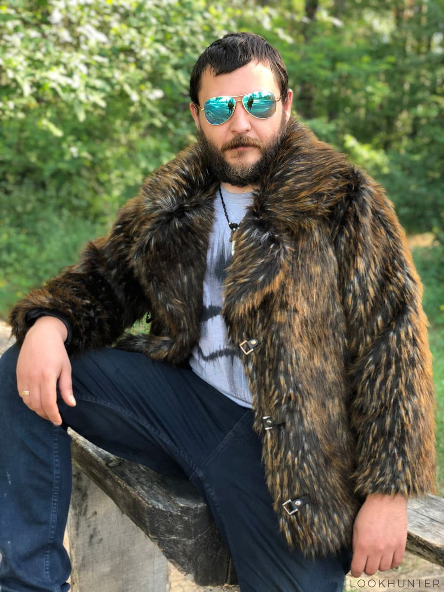 Short faux raccoon fur jacket - LOOKHUNTER