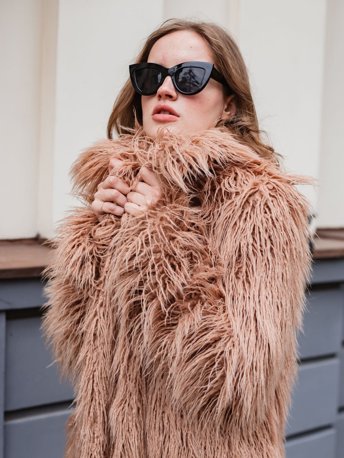 long hair faux fur coat