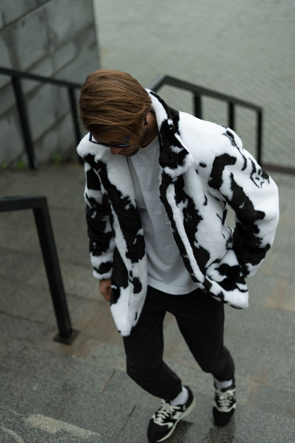 Cow print collared jacket