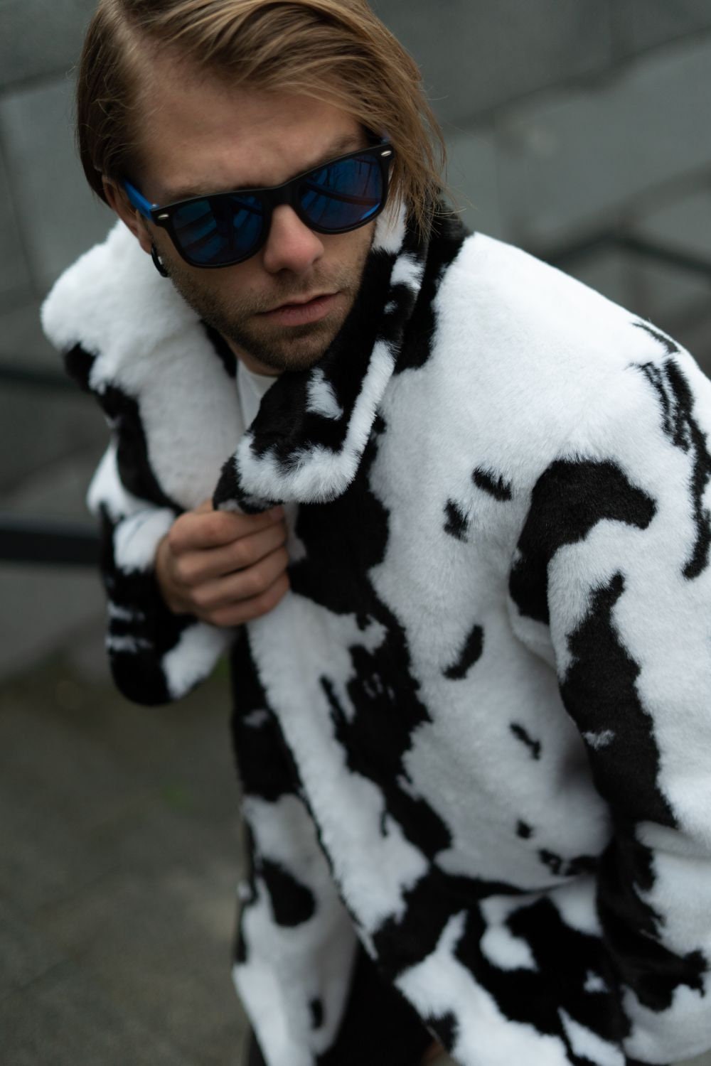 Cow print collared jacket