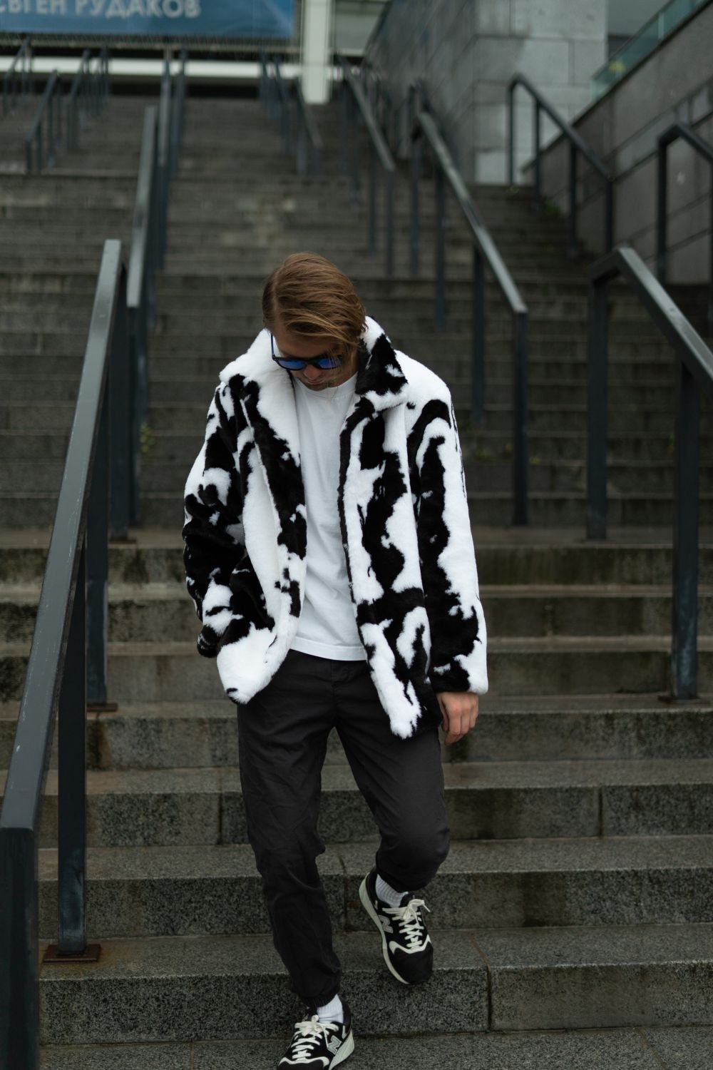 Cow print collared jacket