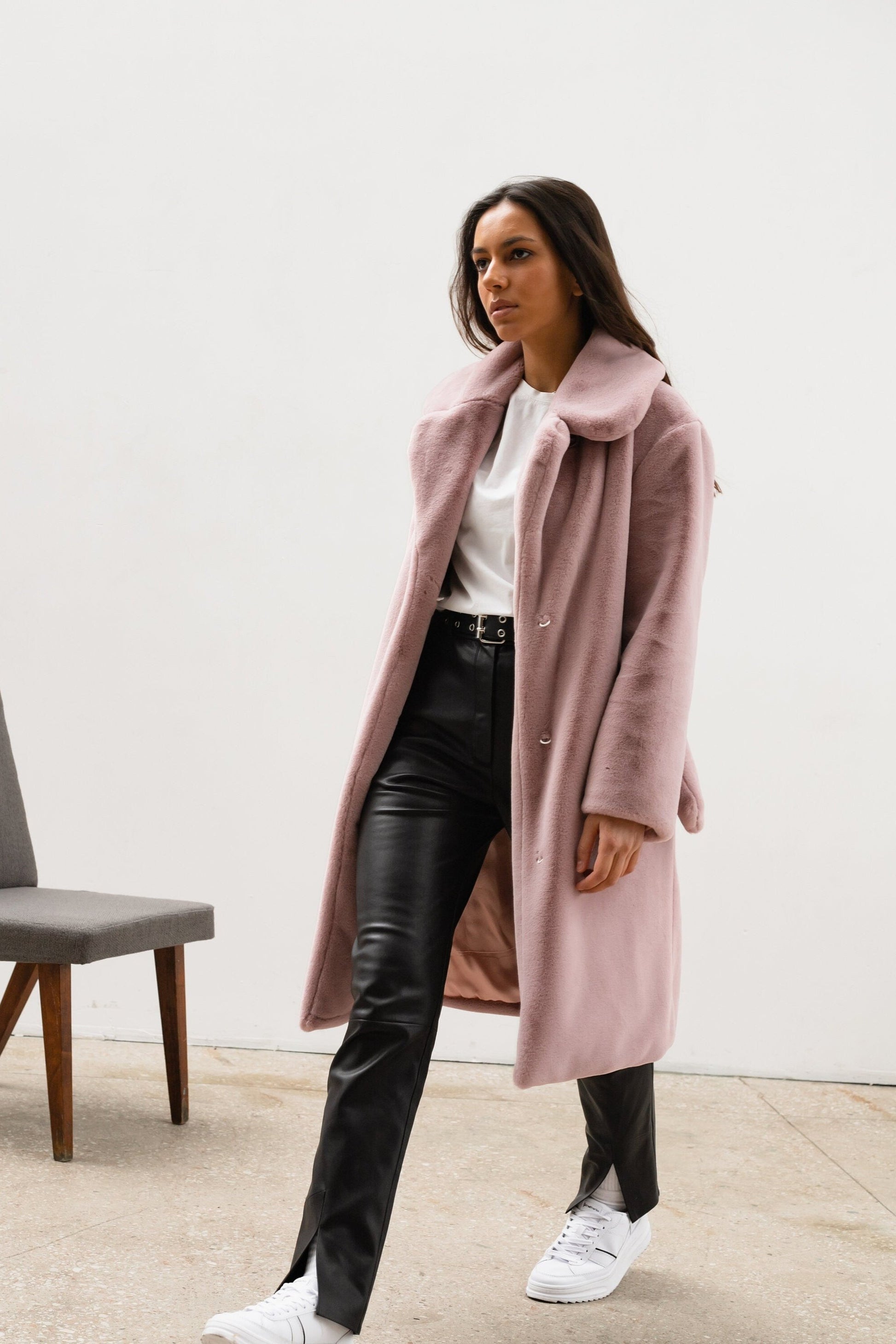 blush robe coat with belt