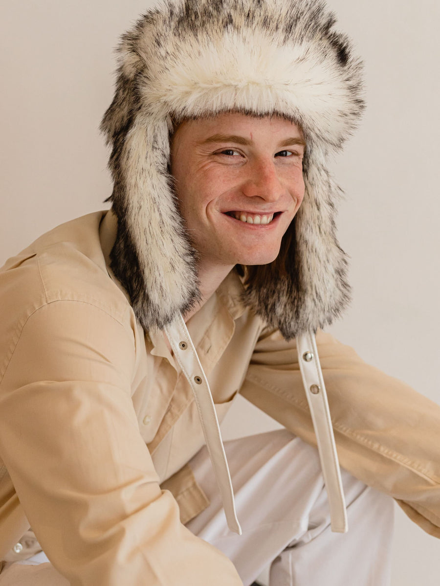 Wolf faux fur hat, Men's ushanka