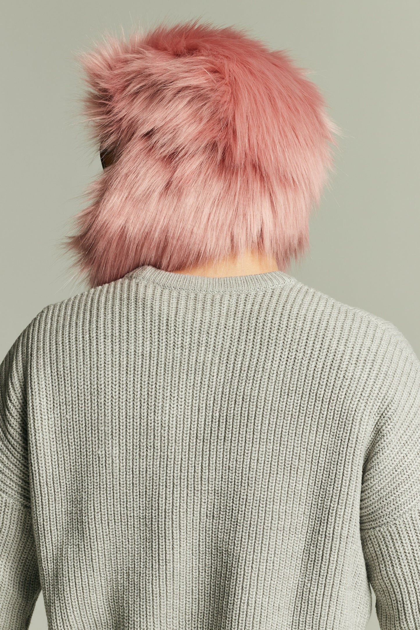 Pink faux fur trapper hat