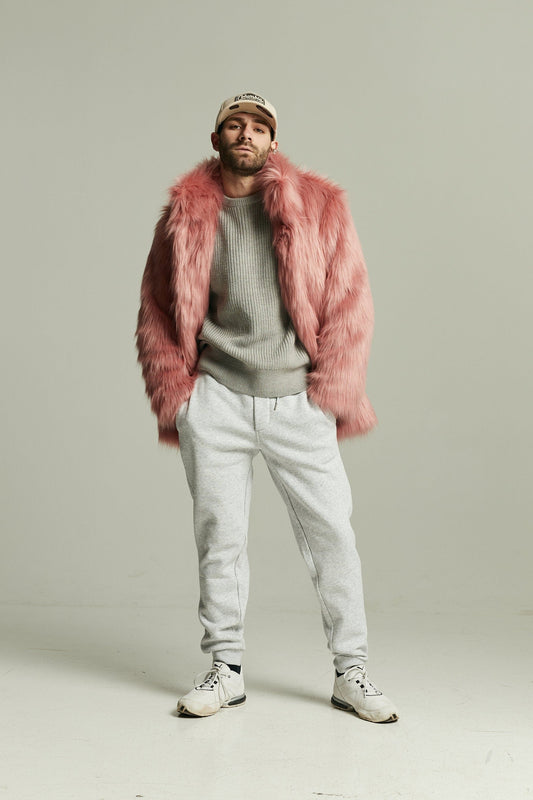 pink faux fur jacket