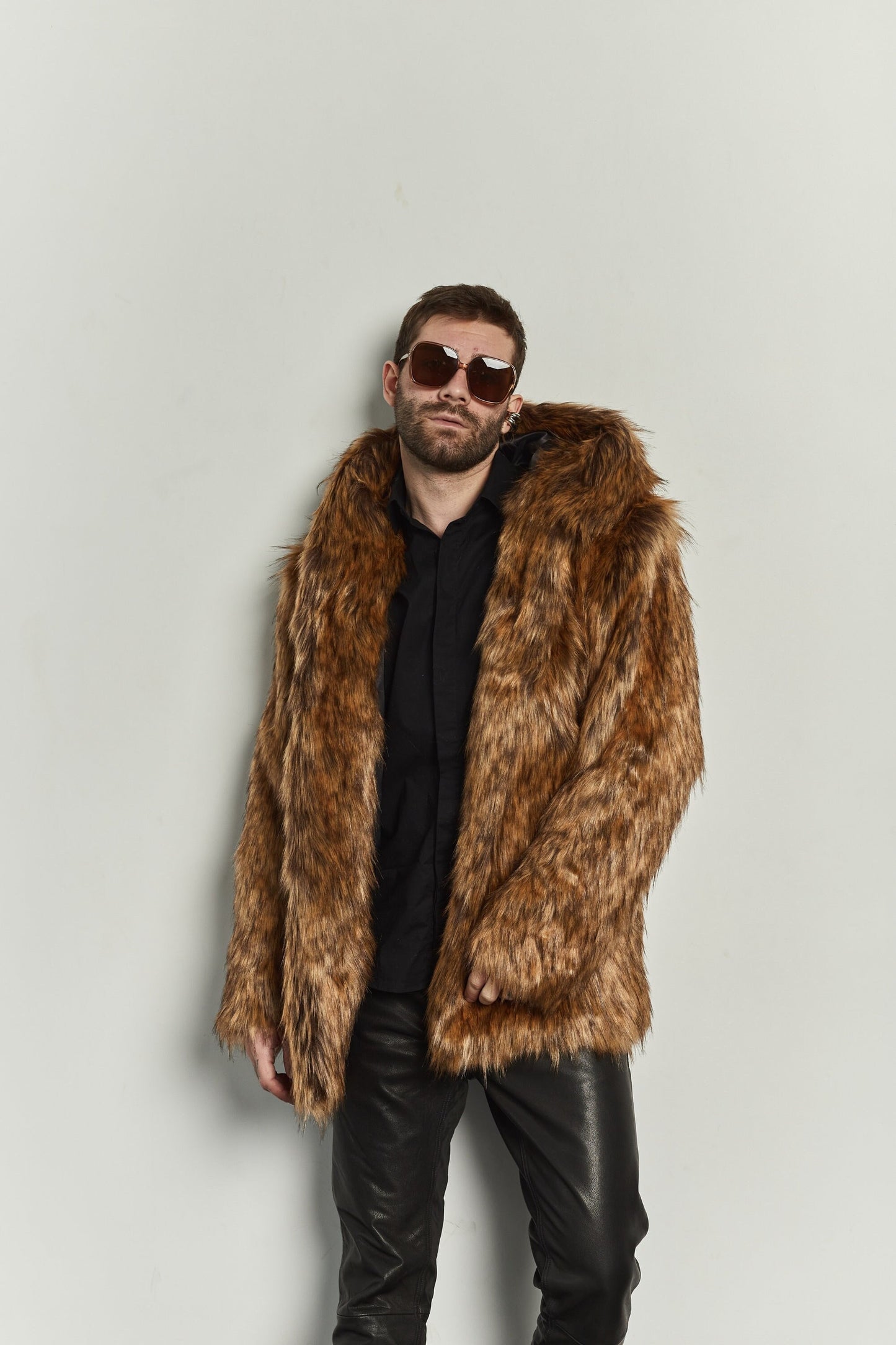 hooded fox faux fur jacket